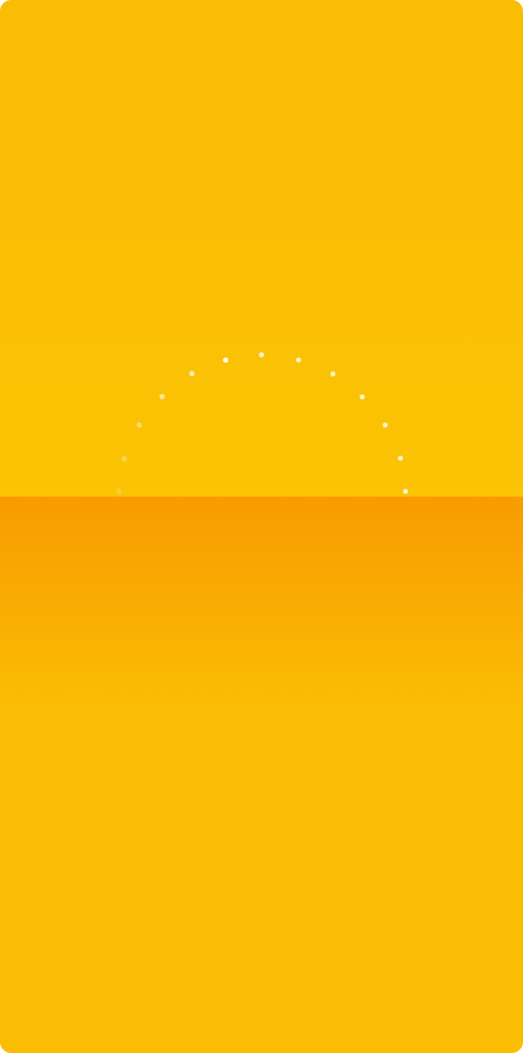 Dots create a sunrise formation on a yellow background