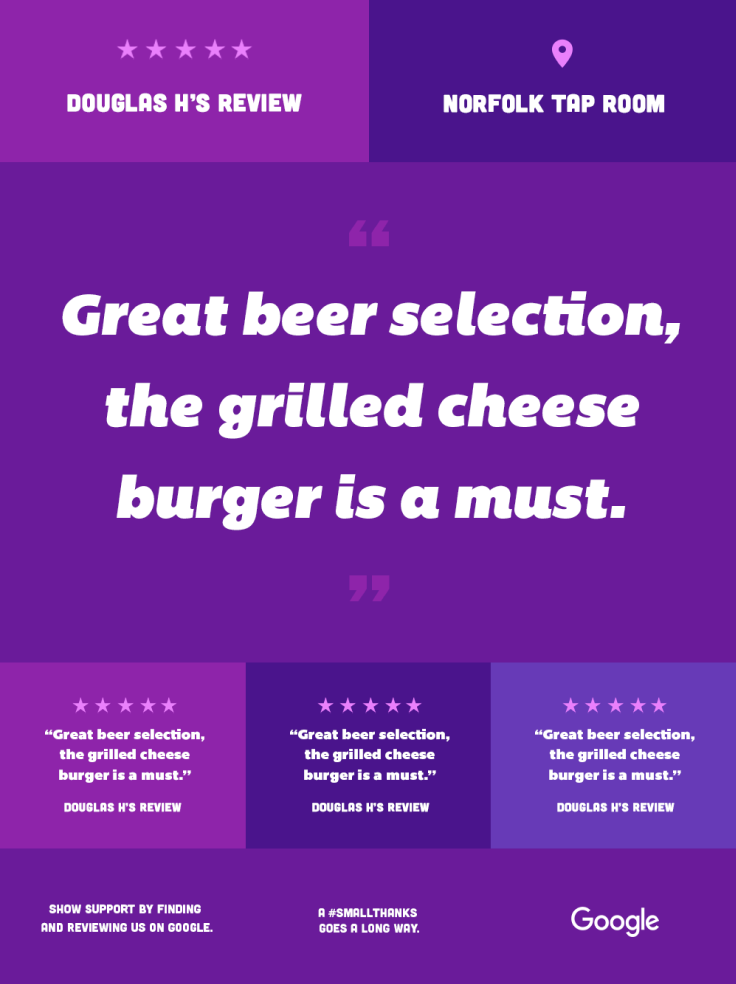 Multi review poster in purple colorblocked style