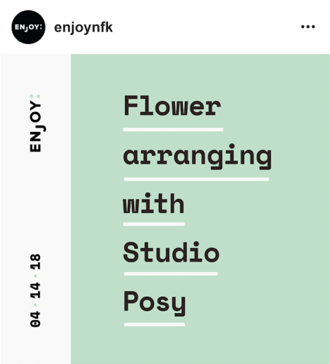 Instagram post for Studio Posy workshop with colorblocked text