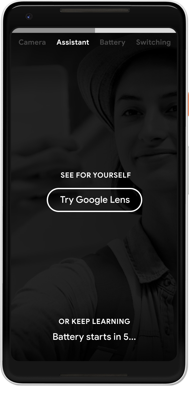 CTA to 'Try Google Lens' with alt option to keep watching for the next video