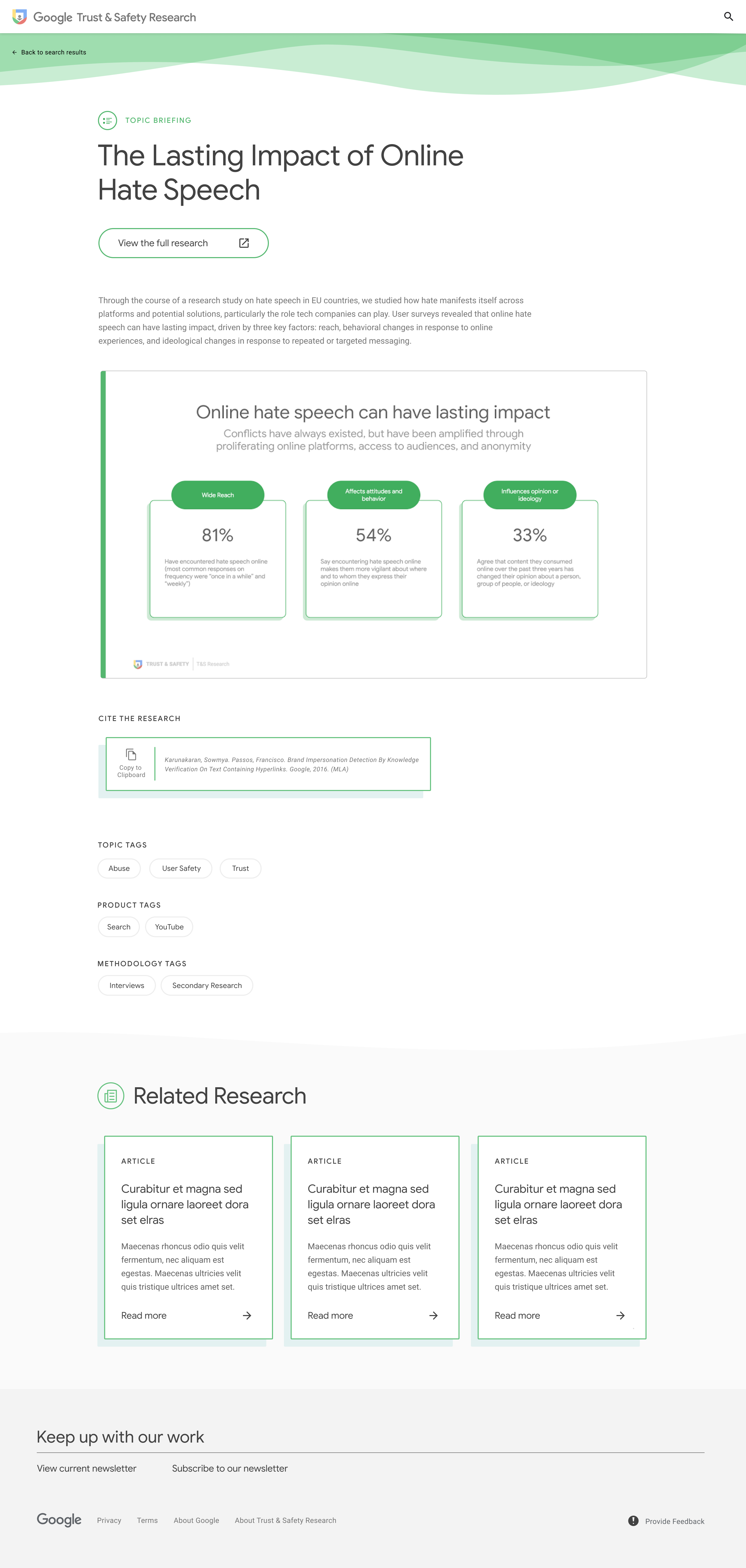 Desktop version of a Topic Briefing Detail page, with a redesigned presentation slide.